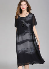 Load image into Gallery viewer, Boutique Black O Neck Print Patchwork Chiffon Dress Summer