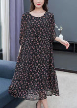 Load image into Gallery viewer, Boutique Black O Neck Print Patchwork Chiffon Dresses Summer