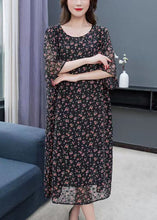 Load image into Gallery viewer, Boutique Black O Neck Print Patchwork Chiffon Dresses Summer