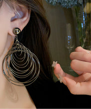 Load image into Gallery viewer, Boutique Black Stainless Steel Alloy Hollow Out Drop Earrings