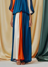 Load image into Gallery viewer, Boutique Blue Cold Shoulder Wrinkled Silk Jumpsuit Summer