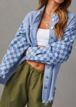 Load image into Gallery viewer, Boutique Blue Peter Pan Collar Plaid Patchwork Denim Shirts Coats Fall