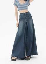 Load image into Gallery viewer, Boutique Blue Pockets High Waist Denim Wide Leg Pants Summer