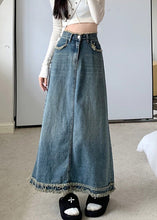 Load image into Gallery viewer, Boutique Blue Pockets Patchwork Maxi Skirt Summer