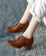 Load image into Gallery viewer, Boutique Brown Chunky Cowhide Leather Embossed High Heels