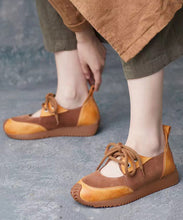 Load image into Gallery viewer, Boutique Camel Suede Splicing Lace Up Flat Shoes