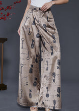 Load image into Gallery viewer, Boutique Champagne Print Draping Chiffon Straight Pants Summer