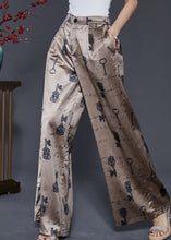 Load image into Gallery viewer, Boutique Champagne Print Draping Chiffon Straight Pants Summer