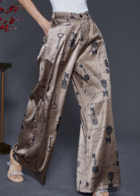 Load image into Gallery viewer, Boutique Champagne Print Draping Chiffon Straight Pants Summer