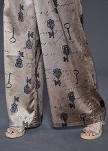 Load image into Gallery viewer, Boutique Champagne Print Draping Chiffon Straight Pants Summer