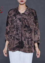 Load image into Gallery viewer, Boutique Chocolate Oversized Print Chiffon Shirts Summer