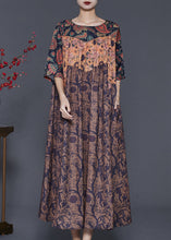 Load image into Gallery viewer, Boutique Coffee Oversized Print Silk Maxi Dresses Summer