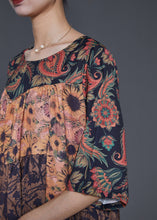 Load image into Gallery viewer, Boutique Coffee Oversized Print Silk Maxi Dresses Summer