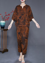 Load image into Gallery viewer, Boutique Coffee Print Pockets Silk Women Sets 2 Pieces Summer