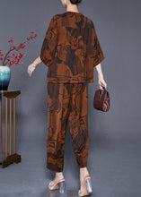 Load image into Gallery viewer, Boutique Coffee Print Pockets Silk Women Sets 2 Pieces Summer