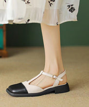 Load image into Gallery viewer, Boutique Faux Leather Buckle Strap Splicing Beige Sandals