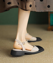 Load image into Gallery viewer, Boutique Faux Leather Buckle Strap Splicing Beige Sandals