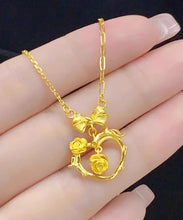 Load image into Gallery viewer, Boutique Gold Sterling Silver Overgild Bow Love Rose Pendant Necklace