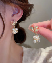 Load image into Gallery viewer, Boutique Gold Sterling Silver Overgild Zircon Pearl Drop Earrings