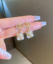 Load image into Gallery viewer, Boutique Gold Sterling Silver Overgild Zircon Pearl Drop Earrings