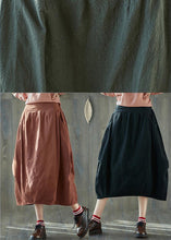 Load image into Gallery viewer, Boutique White stripes Pockets lantern Cotton Linen Summer Skirt