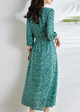 Load image into Gallery viewer, Boutique Green V Neck Print Tie Waist Chiffon Dresses Summer