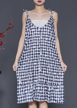 Load image into Gallery viewer, Boutique Grey Plaid Cotton Spaghetti Strap Dress Summer