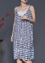 Load image into Gallery viewer, Boutique Grey Plaid Cotton Spaghetti Strap Dress Summer