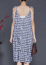 Load image into Gallery viewer, Boutique Grey Plaid Cotton Spaghetti Strap Dress Summer