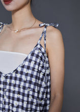 Load image into Gallery viewer, Boutique Grey Plaid Cotton Spaghetti Strap Dress Summer