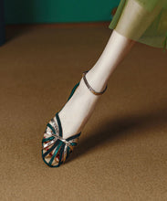 Load image into Gallery viewer, Boutique Hollow Out Splicing Walking Sandals Blackish Green Faux Leather