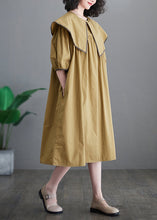 Load image into Gallery viewer, Boutique Khaki Sailor Collar Patchwork Cotton Maxi Dresses Half Sleeve