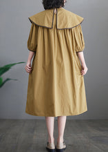 Load image into Gallery viewer, Boutique Khaki Sailor Collar Patchwork Cotton Maxi Dresses Half Sleeve