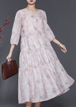 Load image into Gallery viewer, Boutique Light Purple V Neck Print Cotton Long Dress Bracelet Sleeve