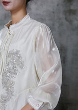 Load image into Gallery viewer, Boutique Milk White Sequins Chiffon Oriental Shirts Summer