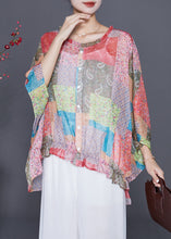 Load image into Gallery viewer, Boutique Oversized Print Wrinkled Chiffon Blouse Top Batwing Sleeve