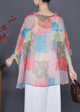 Load image into Gallery viewer, Boutique Oversized Print Wrinkled Chiffon Blouse Top Batwing Sleeve