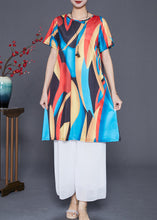 Load image into Gallery viewer, Boutique Red Blue Oversized Print Ice Silk Mini Dress Summer