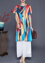 Load image into Gallery viewer, Boutique Red Blue Oversized Print Ice Silk Mini Dress Summer