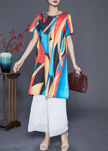 Load image into Gallery viewer, Boutique Red Blue Oversized Print Ice Silk Mini Dress Summer