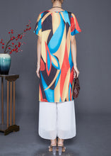 Load image into Gallery viewer, Boutique Red Blue Oversized Print Ice Silk Mini Dress Summer