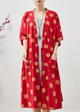 Load image into Gallery viewer, Boutique Red Lace Up Bear Print Cotton Cardigan Dress Summer