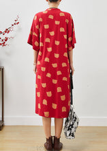 Load image into Gallery viewer, Boutique Red Lace Up Bear Print Cotton Cardigan Dress Summer