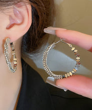 Load image into Gallery viewer, Boutique Silk Copper Zircon Small Bits Of Silver Hoop Earrings