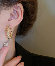 Load image into Gallery viewer, Boutique Silk Copper Zircon Small Bits Of Silver Hoop Earrings