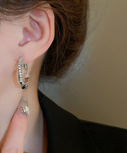 Load image into Gallery viewer, Boutique Silk Copper Zircon Small Bits Of Silver Hoop Earrings