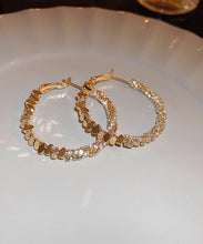 Load image into Gallery viewer, Boutique Silk Copper Zircon Small Bits Of Silver Hoop Earrings