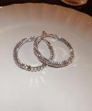 Load image into Gallery viewer, Boutique Silk Copper Zircon Small Bits Of Silver Hoop Earrings