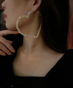 Boutique Silk Sterling Silver Alloy Zircon Love Hoop Earrings