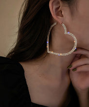 Load image into Gallery viewer, Boutique Silk Sterling Silver Alloy Zircon Love Hoop Earrings